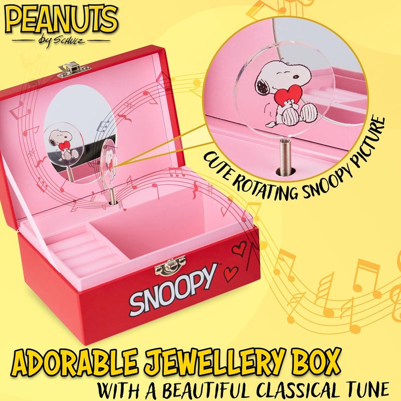 Peanuts Snoopy Musical Jewelry Box for Girls Teens Women with Compartments & Mirror, Keepsake Memory Box Bedroom Decor Cute Gifts - Image 3